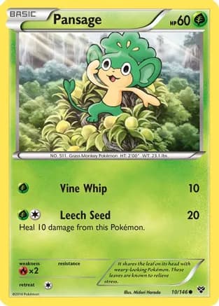 Pansage — XY Base Set Pokémon TCG card by Midori Harada