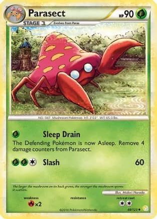 Parasect — HeartGold SoulSilver Pokémon TCG card by Midori Harada