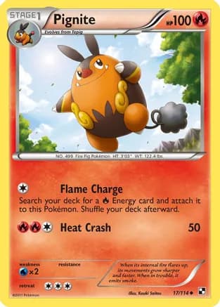 Pignite (17) — Black and White Pokémon TCG card by Kouki Saitou