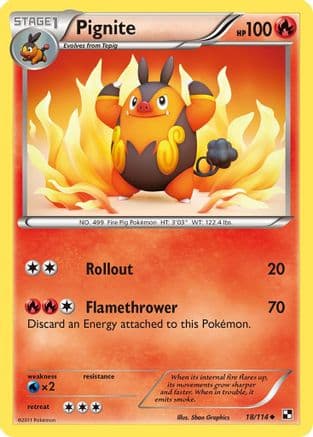 Pignite (18) — Black and White Pokémon TCG card by Sban Graphics