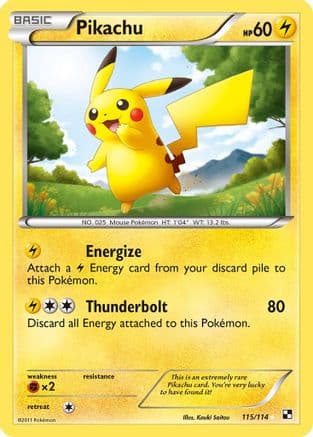 Pikachu — Black and White Pokémon TCG card by Kouki Saitou