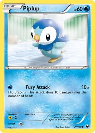 Piplup — Dark Explorers Pokémon TCG card by Hideki Ishikawa