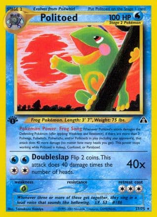 Politoed (27) — Neo Discovery Pokémon TCG card by Tomokazu Komiya