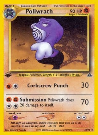 Poliwrath (28) — Neo Discovery Pokémon TCG card by Shin-ichi Yoshida