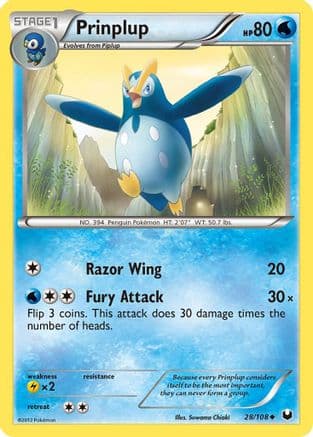 Prinplup — Dark Explorers Pokémon TCG card by Atsuya Uki