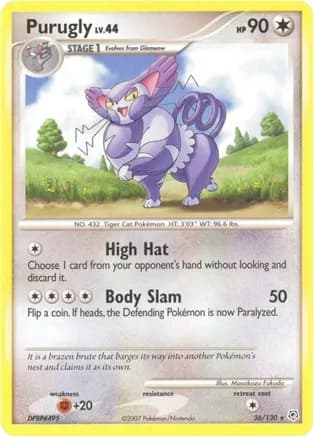 Purugly — Diamond and Pearl Pokémon TCG card by Masakazu Fukuda