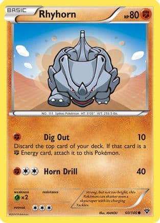 Rhyhorn — XY Base Set Pokémon TCG card by MAHOU
