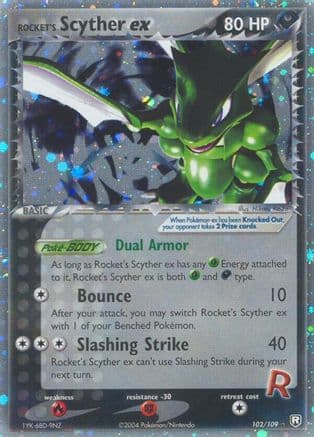 Rocket's Scyther ex — EX Team Rocket Returns Pokémon TCG card by Hikaru Koike