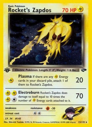 Rocket's Zapdos — Gym Challenge Pokémon TCG card by Shin-ichi Yoshida