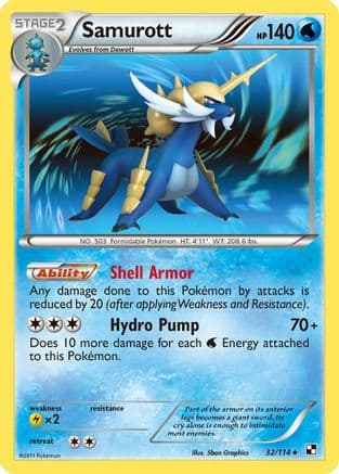 Samurott (32) — Black and White Pokémon TCG card by Sben Graphics