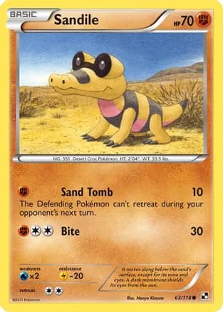 Sandile — Black and White Pokémon TCG card by Naoyo Kimura