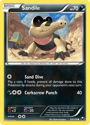 Sandile — Dark Explorers Pokémon TCG card by Taiga Kasai