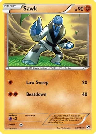 Sawk — Black and White Pokémon TCG card by Naoki Saito