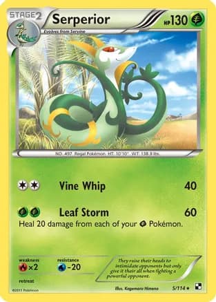 Serperior (5) — Black and White Pokémon TCG card by Kagemaru Himeno