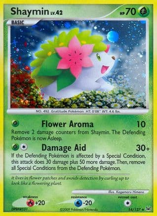 Shaymin (14) — Platinum Pokémon TCG card by Kagemaru Himeno