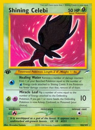 Shining Celebi — Neo Destiny Pokémon TCG card by Hironobu Yoshida