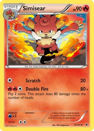 Simisear — Noble Victories Pokémon TCG card by Shin Nagasawa