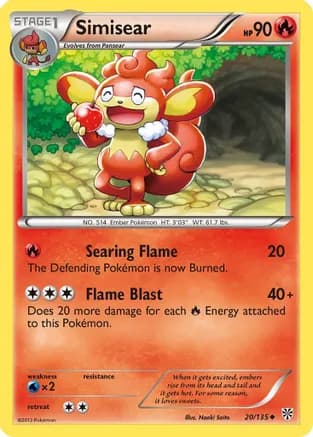 Simisear — Plasma Storm Pokémon TCG card by Naoki Saito