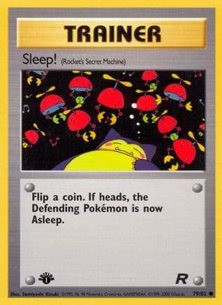 Sleep! (Rocket's Secret Machine) — Team Rocket Pokémon TCG card by Sumiyoshi Kizuki