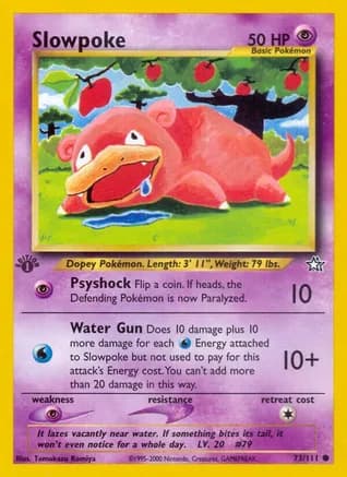Slowpoke — Neo Genesis Pokémon TCG card by Tomokazu Komiya