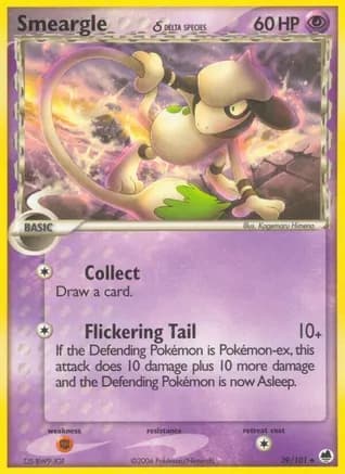 Smeargle (Delta Species) — EX Dragon Frontiers Pokémon TCG card by Illus. K. Sugimori/Hasuno