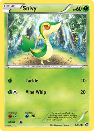 Snivy (1) — Black and White Pokémon TCG card by Kagemaru Himeno