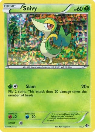 Snivy - 1/12 — McDonald's Promos 2011 Pokémon TCG card by Ken Sugimori