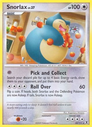 Snorlax (33) — Rising Rivals Pokémon TCG card by Kagemaru Himeno