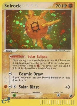 Solrock — EX Sandstorm Pokémon TCG card by Hajime Kusajima