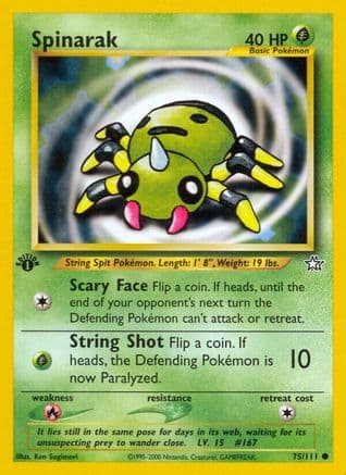 Spinarak — Neo Genesis Pokémon TCG card by Sachiko Adachi