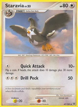 Staravia — Majestic Dawn Pokémon TCG card by Kent Kanetsuna