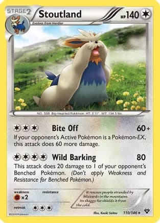 Stoutland — XY Base Set Pokémon TCG card by Kouki Saitou