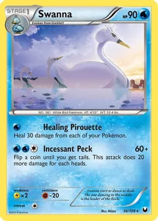 Swanna — Dark Explorers Pokémon TCG card by Mizue