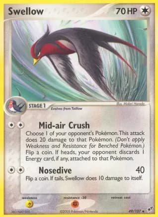 Swellow — EX Deoxys Pokémon TCG card by Midori Harada