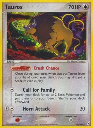Tauros — Crystal Guardians Pokémon TCG card by Hajime Kusajima