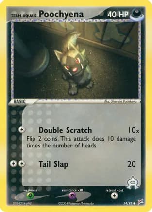 Team Aqua's Poochyena - 54/95 — EX Team Magma vs Team Aqua Pokémon TCG card by Shin-ichi Yoshikawa