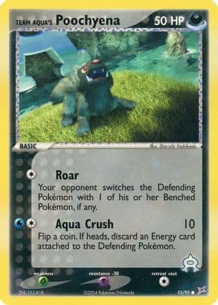 Team Aqua's Poochyena - 55/95 — EX Team Magma vs Team Aqua Pokémon TCG card by Shin-ichi Yoshikawa