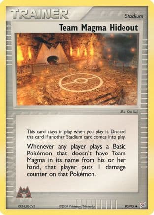 Team Magma Hideout — EX Team Magma vs Team Aqua Pokémon TCG card by Ken Ikuji