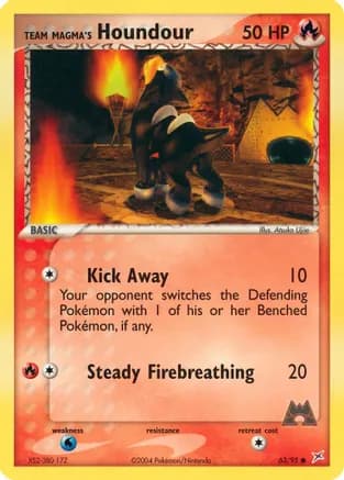 Team Magma's Houndour - 63/95 — EX Team Magma vs Team Aqua Pokémon TCG card by Atsuko Nishida