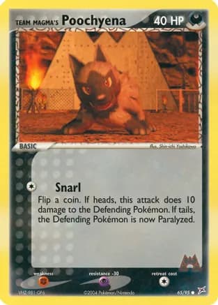 Team Magma's Poochyena - 65/95 — EX Team Magma vs Team Aqua Pokémon TCG card by Shin-ichi Yoshikawa