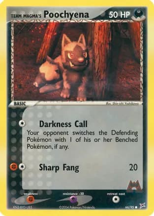 Team Magma's Poochyena - 66/95 — EX Team Magma vs Team Aqua Pokémon TCG card by Shin-ichi Yoshikawa