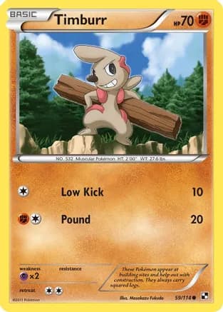 Timburr (59) — Black and White Pokémon TCG card by Masakazu Fukuda