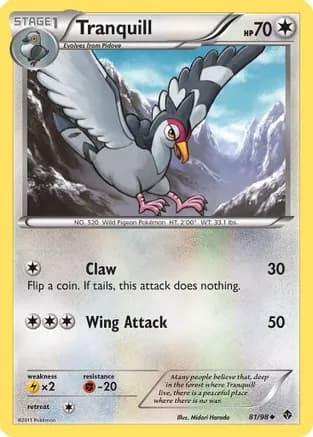 Tranquill — Emerging Powers Pokémon TCG card by Midori Harada