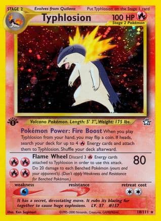 Typhlosion (18) — Neo Genesis Pokémon TCG card by Ken Sugimori