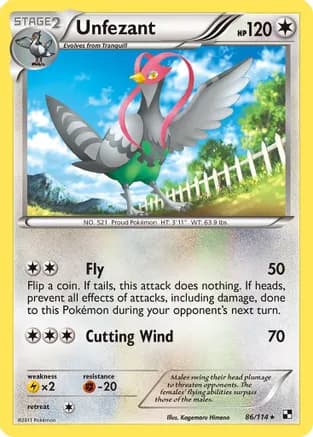 Unfezant — Black and White Pokémon TCG card by Kagemaru Himeno