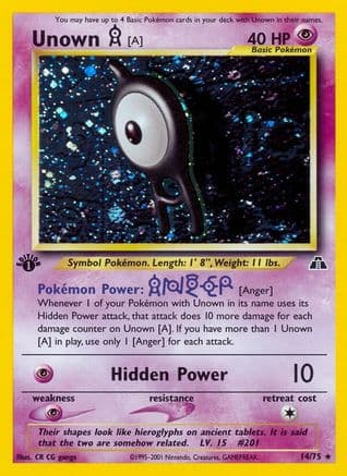 Unown [A] (14) — Neo Discovery Pokémon TCG card by CR CG gangs