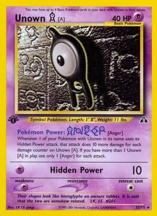 Unown [A] (33) — Neo Discovery Pokémon TCG card by CR CG gangs