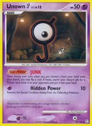 Unown (J) — Legends Awakened Pokémon TCG card by Kent Kanetsuna