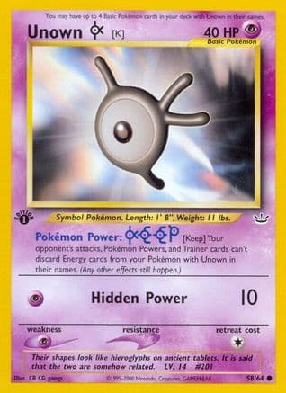 Unown [K] — Neo Revelation Pokémon TCG card by CR CG gangs