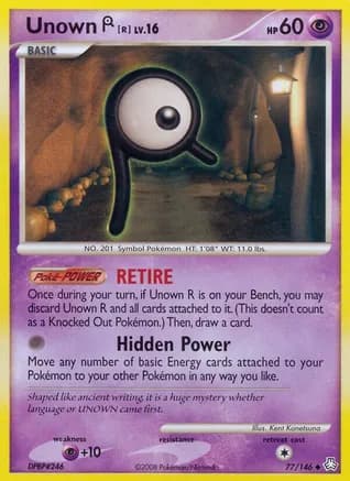 Unown (R) — Legends Awakened Pokémon TCG card by Kent Kanetsuna